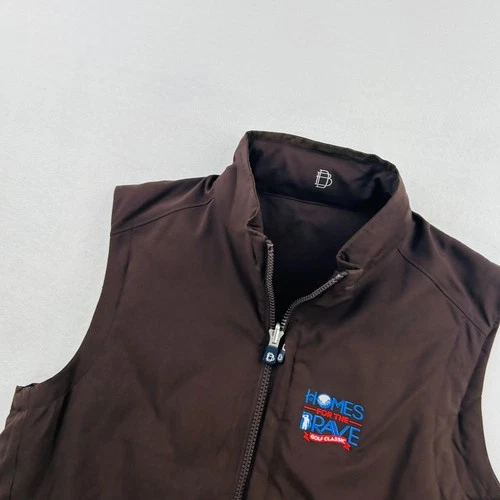 B. Draddy Vest Mens Large Brown Lawrence Goose Down Puffer Golf Full Zip NEW! image 12