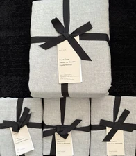 west elm european linen king duvet & 3 euro shams in chambray melange