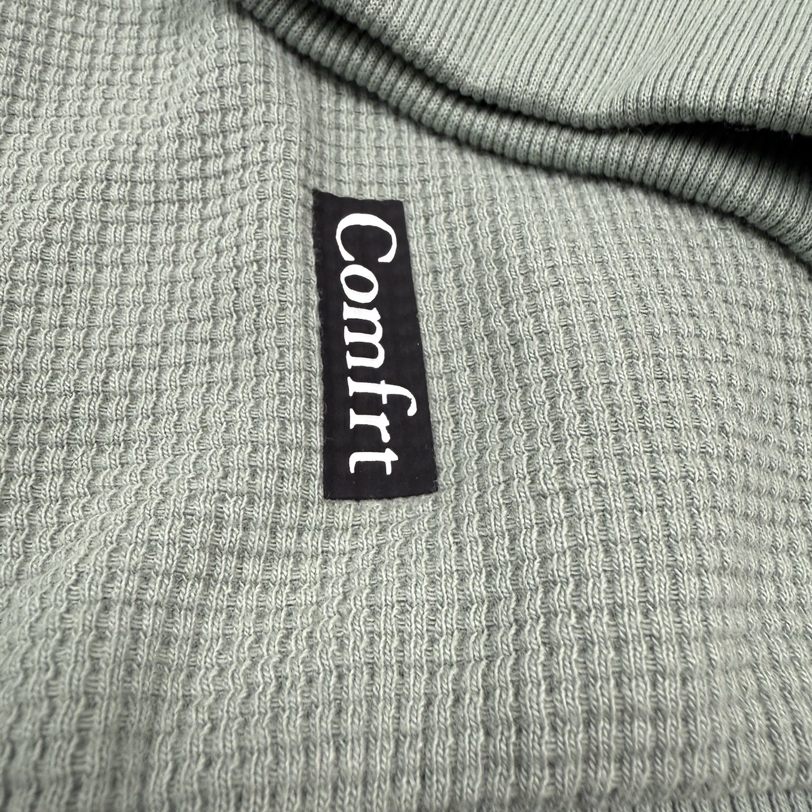 Comfrt Mens XL Seafoam Green Waffle Knit Lightweight L/S Minimalist Pullover