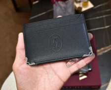 Cartier Double Card Holder Wallet Black Leather Must de Cartier Full Box Luxury