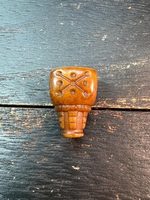 Tibetan Yak Bone Three-Way Guru Bead   Hand-Carved Mantra Dot Pattern