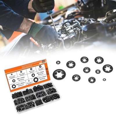 360Pcs Internal Tooth Star Lock Washers Push On Speed Clips Fasteners Kits