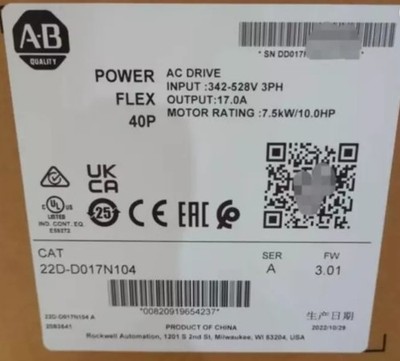 22D-D017N104 AB PowerFlex 40P- 7.5 kW(10HP)AC Drive New Sealed Free Shipping