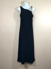 VTG Evan Picone Asymmetrical Shoulder Maxi Dress 4 Black 90s Gala Cocktail Party