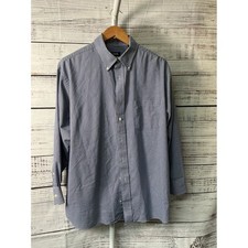 Chaps Mens Regular Fit Blue Gingham Comfort Stretch Wrinkle Free Dress Shirt