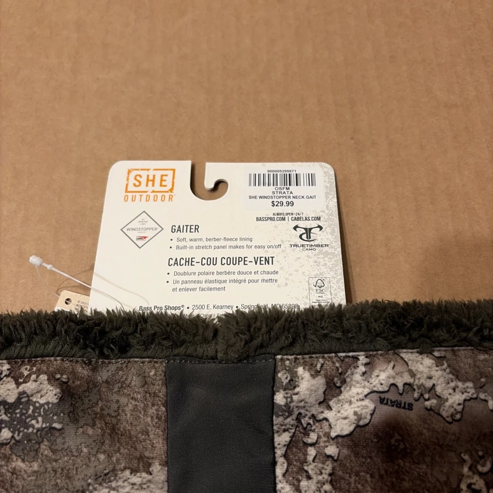Cabela’s SHE Cuello Polaina Strata Camuflaje Windstopper Talla 1 Se Adapta a la mayoría Con Etiquetas Foto 3 de 4