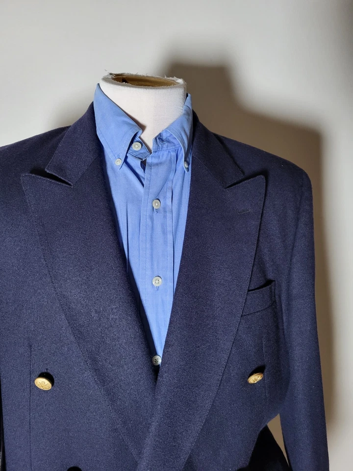 42L C. Brooks темно-синий двубортный фланелевый флис золото Btn пик куртка блейзер - Изображение 2 из 4