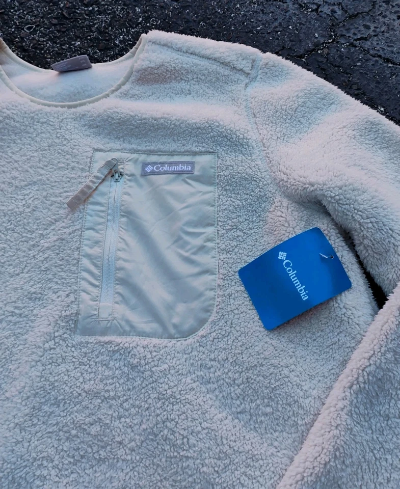 Nuevo Columbia West Bend Crew Peluche Sherpa Polar Sudadera XXL Pullover Marfil Foto 3 de 4