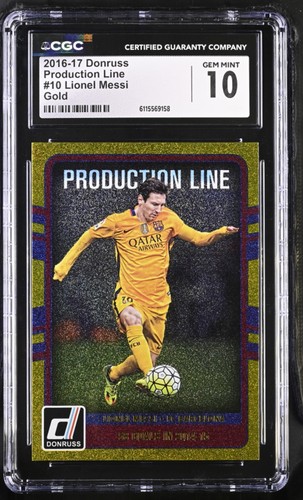 Lionel Messi [Gold] #10 2016 Panini Donruss Production Line card