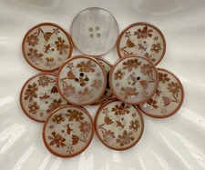 10PC Brown Flower & Leave Resin Buttons Sewing Crafts Flat Back Buttons 20mm