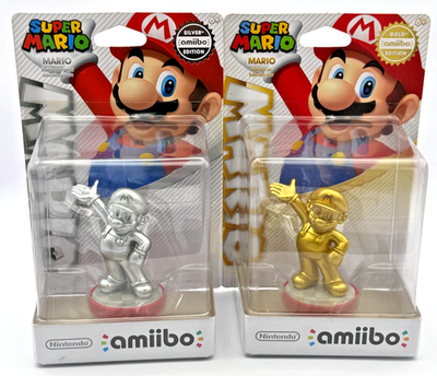 amiibo シルバー・ゴールドセット Nintendo Amiibo Gold Mario Silver Mario Lot Super Smash Bros