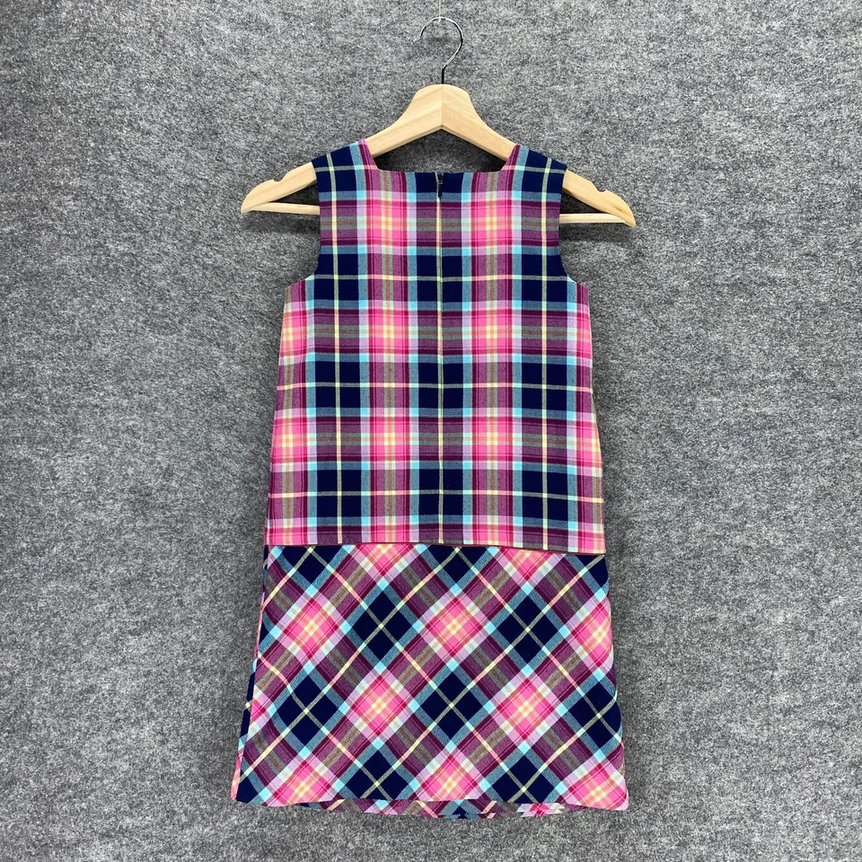 Vestido Uniforme Talbots Niña 6X Cuadros Rosa Sin Mangas Cremallera Cuello Cuadrado Escuela Foto 4 de 4