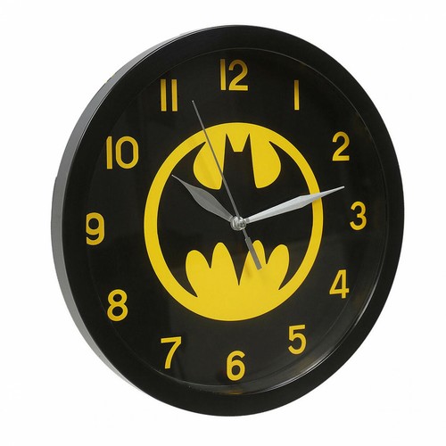 Batman Black on Yellow Symbol Wall Clock Black - Afbeelding 1 van 1