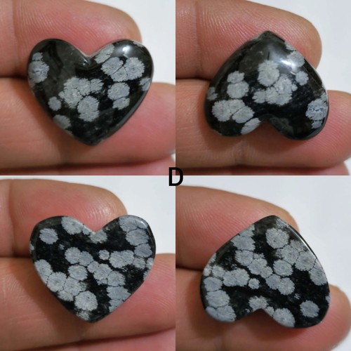 Natural A+ Snowflake Obsidian Heart Shape Cabochon Loose Gemstone Making Jewelry - Picture 5 of 13