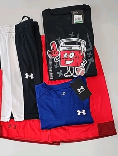 NEW Under Armour Tee Shorts Mix Boys Summer Clothing Lot of 4 Size Youth Large
