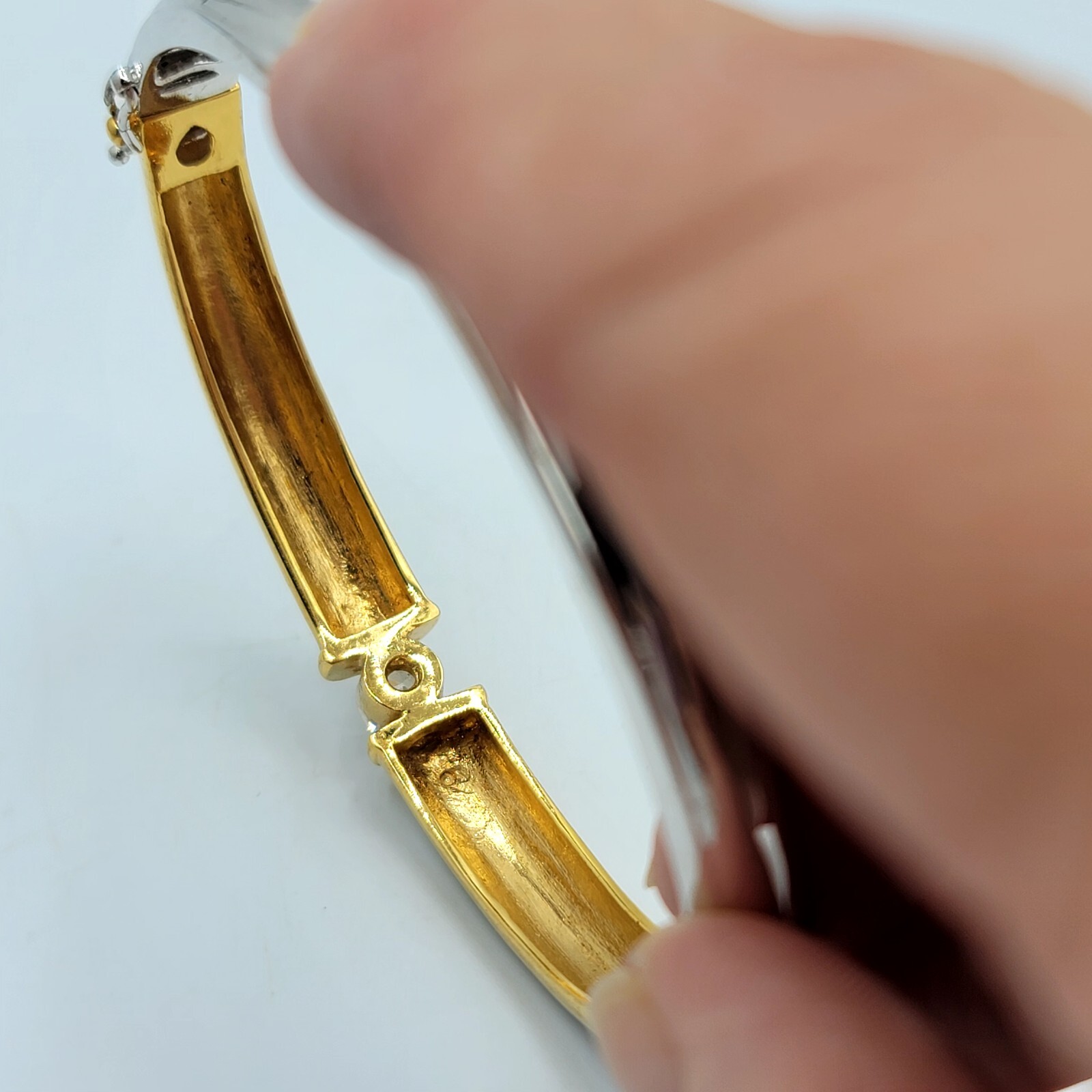 Vintage Bangle Bracelet Hinged Solitaire Cubic Zi… - image 8