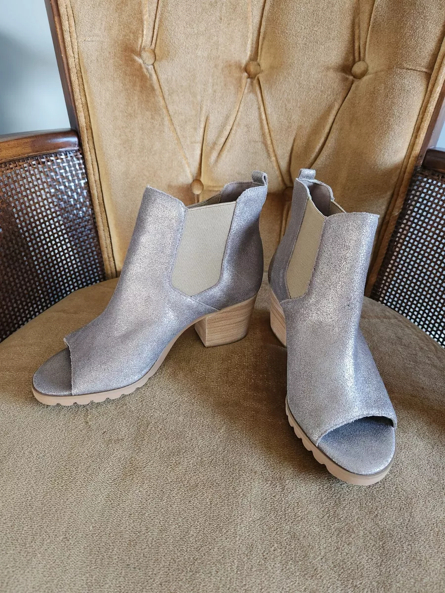 Silver peep toe shop booties