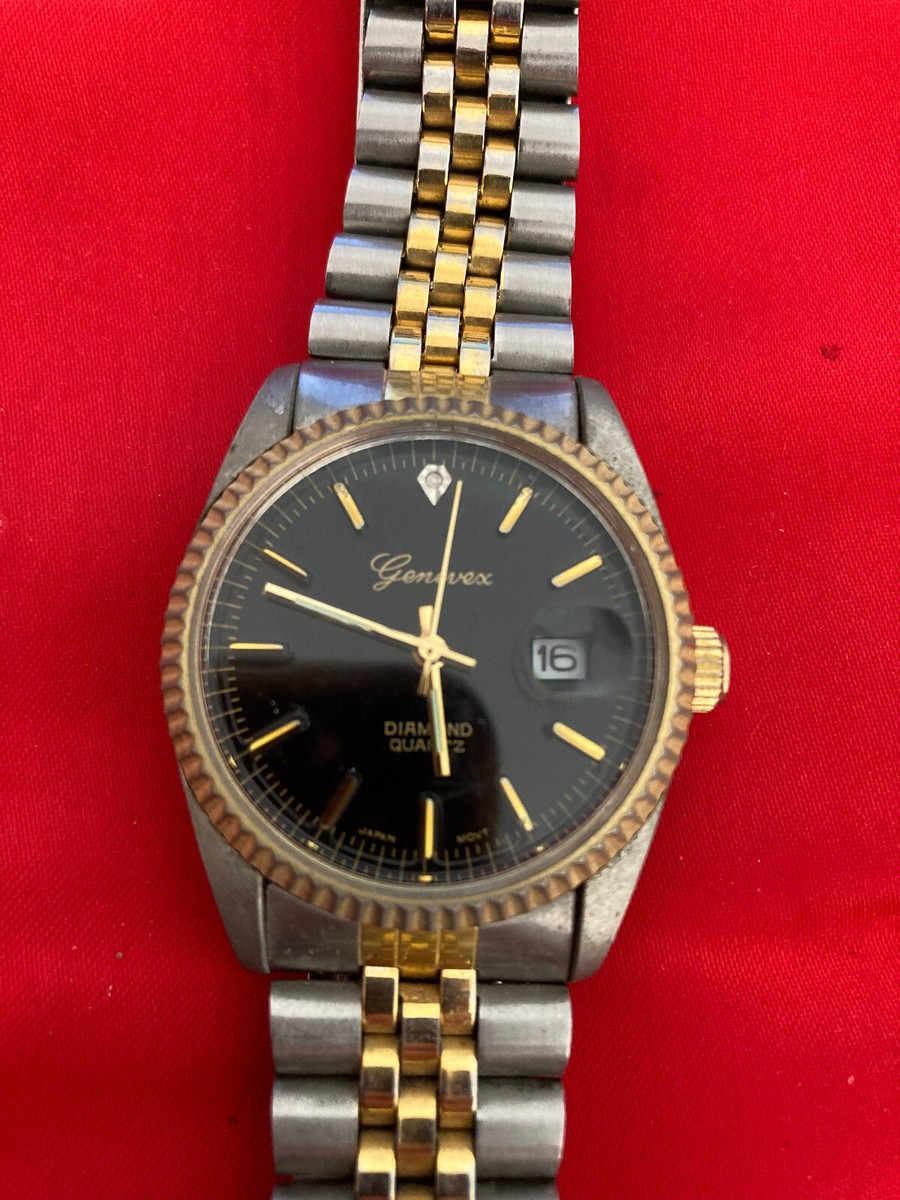 Vintage Genevex Diamond Quartz Wrist Watch Unisex Two-Tone  display picture 3