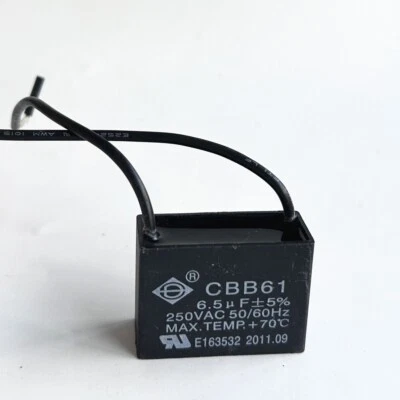 CBB61 6.5mfd 6.5uf 250V VAC 50/60Hz Fan Capacitor 2 WIRES US STOCK