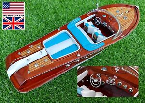 Riva Aquarama Speed Model Ship Boat Wood Wooden Italian Nautica Handmade 21"