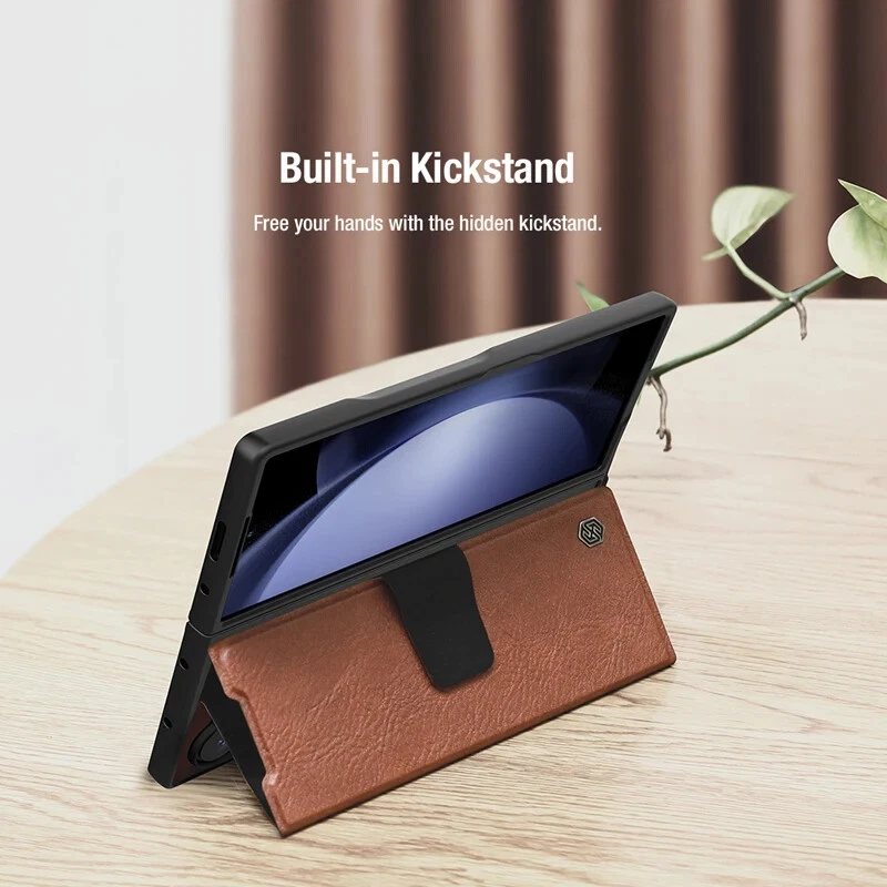 Funda de cuero retro plegable Nillkin para Samsung Galaxy Z 6 5 soporte para bolígrafo cubierta abatible Foto 3 de 4