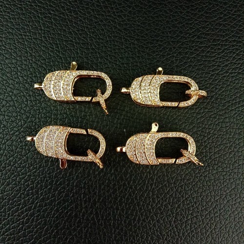 lobster clasp 12x24mm 18k gold Filled cubic zirconia micro pave rectangle clasp - Picture 6 of 14