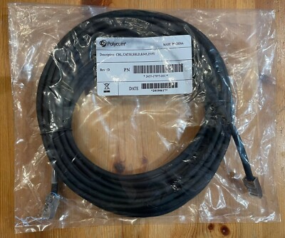 Polycom Cat 5E Patch Cable Cord 25' Black New Sealed Qty Available FREE US SHIP
