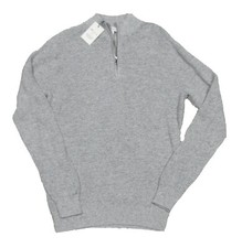 Peter Millar Men's Gale Grey Wool Blend Textured Mock-Neck 1/2 Zip Sweater