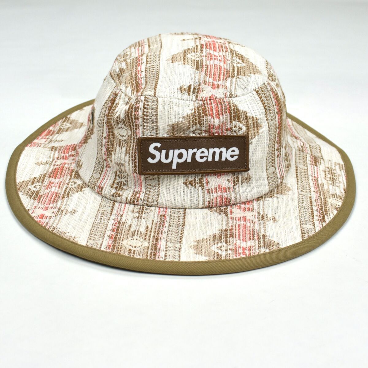 NWT Supreme Woven Pattern Box Logo Boonie Bucket Hat Beige NWT Supreme Woven Pattern Box Logo Boonie Bucket Hat Beige