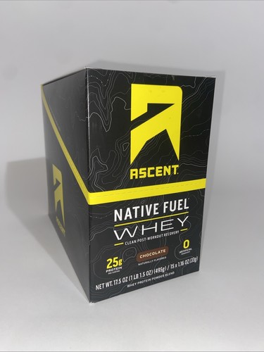 Whey Protein Ascent Native Fuel Chocolate (15 Serving Packets) 17.5 Oz 495g