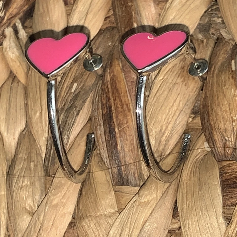 Pendientes de aro MICHAEL KORS fluorescentes rosa intenso sobre plata corazón AMOR NUEVOS ❤️tb Foto 4 de 4