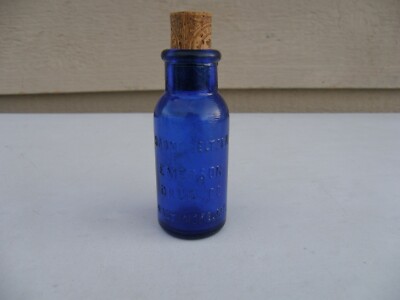 Vintage Bromo Seltzer Emerson Drug Co Baltimore MD Colbalt Blue Bottle 4'' Tall