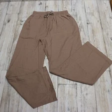 Women's -Size Large- Wide Leg Pajama Pants Rayon Blend Taupe Lounge Sleepwear