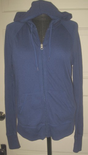 SO Royal Blue Zip Up Mesh Back Hoodie Hooded Top Shirt Blouse M LAST TIME