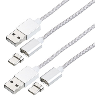 Callstel 2er-Set USB-Lade- & Datenkabel, magnetischer USB-C-Stecker, 1 m, 2,1 A