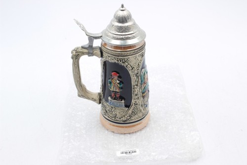 Vtg German Beer Stein w/Designed Lid & Handle Look, Silver Western Germany 9" - Picture 3 of 6