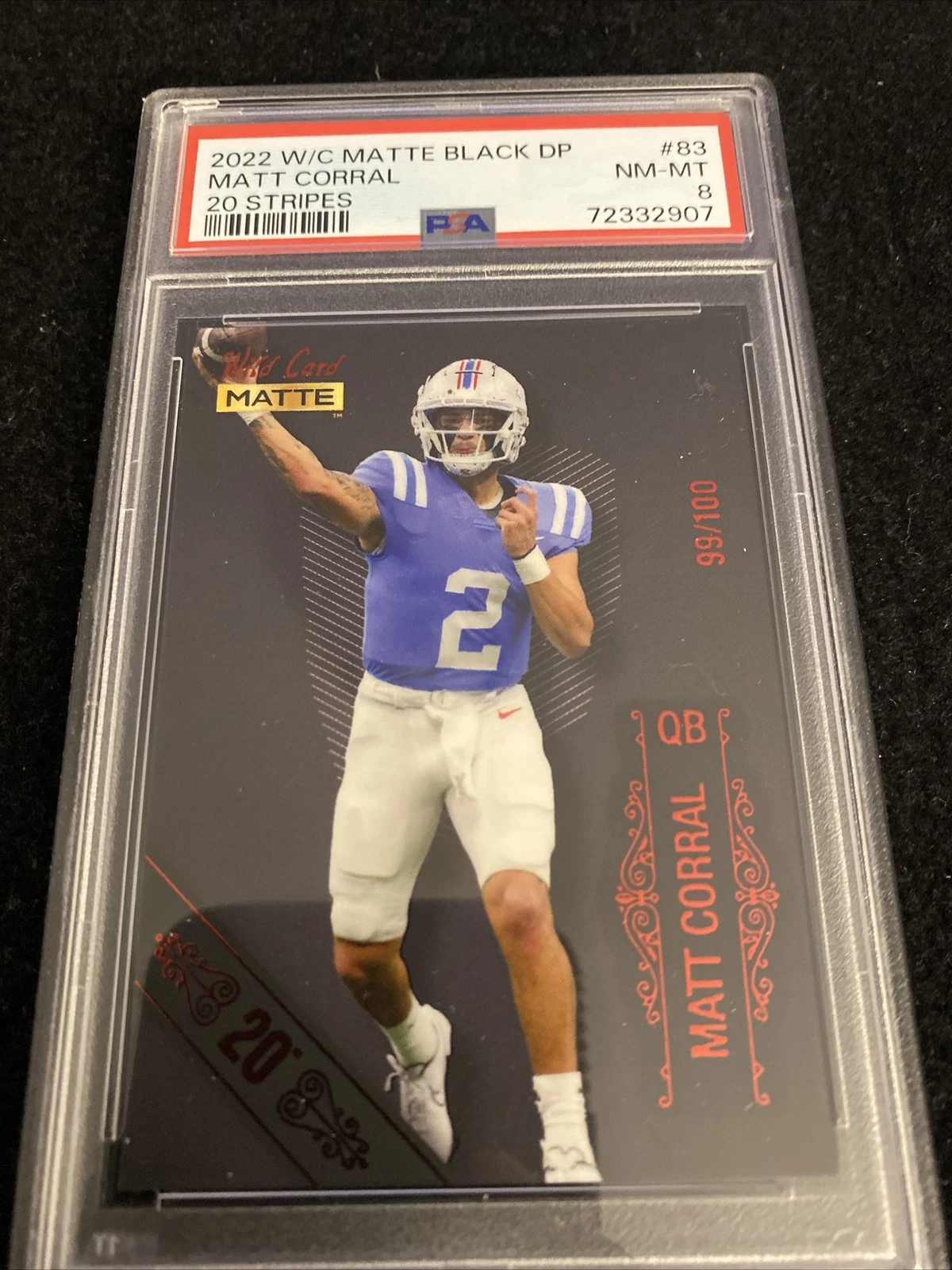 Matt Corral Wild Card Matte Black Draft Pick #83 20 Stripes