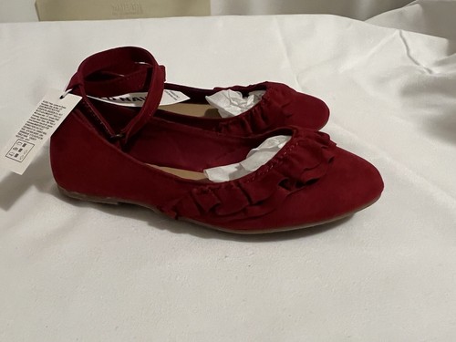 OLD NAVY RED FAUX SUEDE LITTLE GIRLS SLIP ON DRESSY SHOES SIZE 10 NEW - Picture 3 of 12