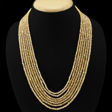 TOP QUALITY 304.50 CTS NATURAL 6 LINE YELLOW CITRINE BEADS NECKLACE - GEM EDH