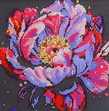 Peony Time to bloom Bead Embroidery Kit   DIY Beaded Home Decor Wall Art