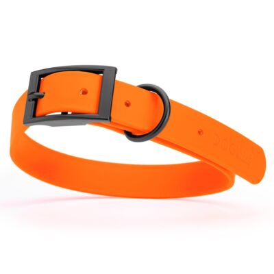 Dog Pet Waterproof Collar - W1'' x L18''-22'' - Hunter Orange