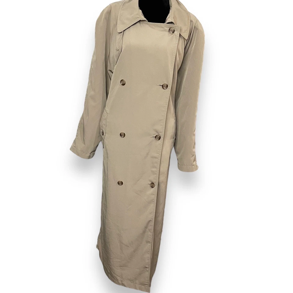 Totes Double Breasted Trench Coat Womens 12 Khaki Tan Brown Pockets Vintage Gorp - Image 4 of 4