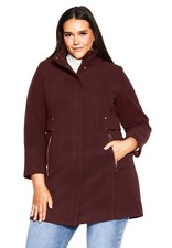 Avenue Women's Plus Size Faux Wool Plain Coat