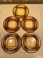 Vernon Kilns Vernonware Plaid Homespun Set of 5 Saucers Made in USA 1948-1958