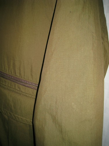 LONDON FOG REMOVABLE LINER KHAKI GREEN JACKET LEATHER TRIM SIZE L LONG HOT - Picture 11 of 12