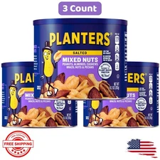 PLANTERS Salted Mixed Nuts, Party Snacks, Plant-Based Protein 10.3oz. 3Pack