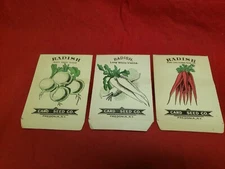 Vintage set Radish Seed Packets Card Seed Co. Fredonia NY