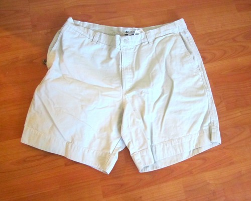 Columbia Herren (Größe 40) khaki beige vorne flach Chino Shorts 4 Taschen Nylon