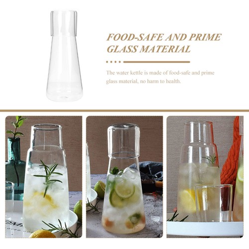 Glass Ice Teapot Clear Water Carafe Jug Household Bedside with Lid - Picture 2 of 12