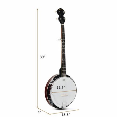 Sonart 5 String Geared Tunable Banjo 24 Brackets Closed Back Remo Head w/ Case